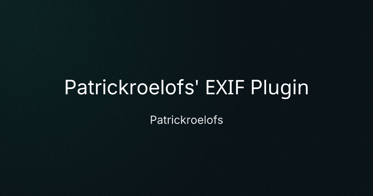 Patrickroelofs' EXIF Plugin cover image