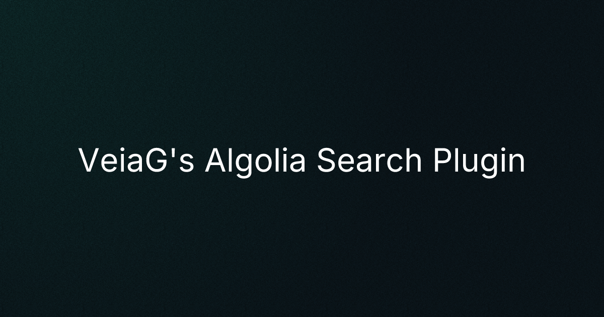 VeiaG's Algolia Search Plugin cover image