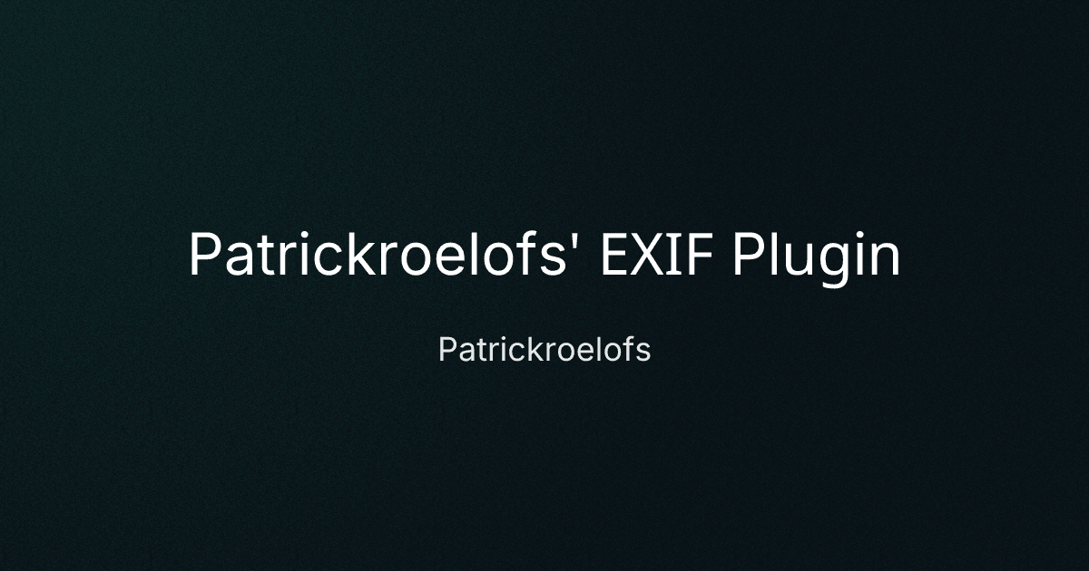 Patrickroelofs' EXIF Plugin cover image