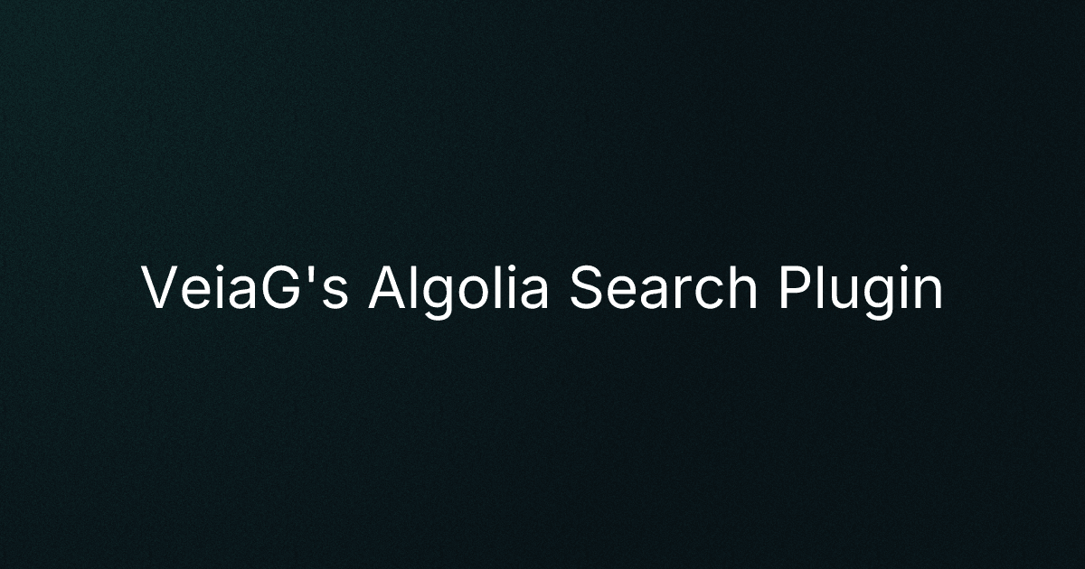 VeiaG's Algolia Search Plugin cover image